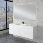 ABS RIVA WH1500M-GW LESS WALL HUNG VANITY 1500MM SINGLE/DOUBLE BOWL GLOSS WHITE