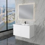 ABS RIVA WH900-GW LESS WALL HUNG VANITY 900MM LEFT/RIGHT HAND DRAWERS GLOSS WHITE