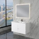 ABS RIVA WH900-GW LESS WALL HUNG VANITY 900MM LEFT/RIGHT HAND DRAWERS GLOSS WHITE