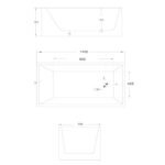 ABS RIVA LOTUS SQUARE FREESTANDING BATH 1200/1300/1400/1500/1600/1700 GLOSS WHITE