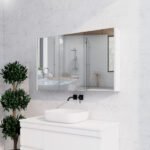ABS RIVA GENEVA RECTANGLE MIRROR CABINET 450MM-1500MM GLOSS WHITE