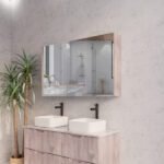 ABS RIVA GENEVA FLUTED RECTANGLE MIRROR CABINET 450MM-1500MM WHITE OAK