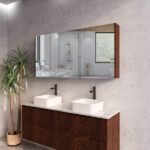 ABS RIVA GENEVA FLUTED RECTANGLE MIRROR CABINET 450MM-1500MM BROWN OAK