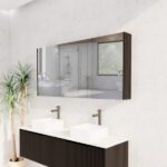 ABS RIVA GENEVA FLUTED RECTANGLE MIRROR CABINET 450MM-1500MM MATTE BLACK