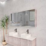 ABS RIVA GENEVA FLUTED RECTANGLE MIRROR CABINET 450MM-1500MM WHITE OAK
