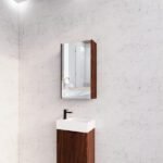 ABS RIVA GENEVA FLUTED RECTANGLE MIRROR CABINET 450MM-1500MM BROWN OAK
