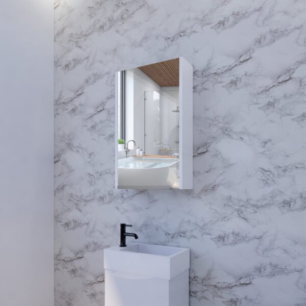 ABS RIVA GENEVA RECTANGLE MIRROR CABINET 450MM-1500MM GLOSS WHITE