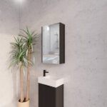 ABS RIVA GENEVA FLUTED RECTANGLE MIRROR CABINET 450MM-1500MM MATTE BLACK