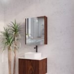ABS RIVA GENEVA FLUTED RECTANGLE MIRROR CABINET 450MM-1500MM BROWN OAK