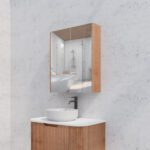ABS RIVA GENEVA FLUTED RECTANGLE MIRROR CABINET 450MM-1500MM SOLID TIMBER FINISH