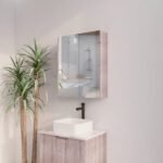 ABS RIVA GENEVA FLUTED RECTANGLE MIRROR CABINET 450MM-1500MM WHITE OAK