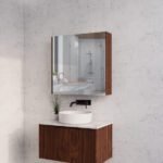 ABS RIVA GENEVA FLUTED RECTANGLE MIRROR CABINET 450MM-1500MM BROWN OAK