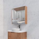 ABS RIVA GENEVA FLUTED RECTANGLE MIRROR CABINET 450MM-1500MM SOLID TIMBER FINISH