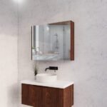 ABS RIVA GENEVA FLUTED RECTANGLE MIRROR CABINET 450MM-1500MM BROWN OAK