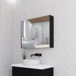 ABS RIVA GENEVA FLUTED RECTANGLE MIRROR CABINET 450MM-1500MM MATTE BLACK