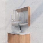 ABS RIVA GENEVA FLUTED RECTANGLE MIRROR CABINET 450MM-1500MM SOLID TIMBER FINISH