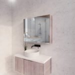 ABS RIVA GENEVA FLUTED RECTANGLE MIRROR CABINET 450MM-1500MM WHITE OAK