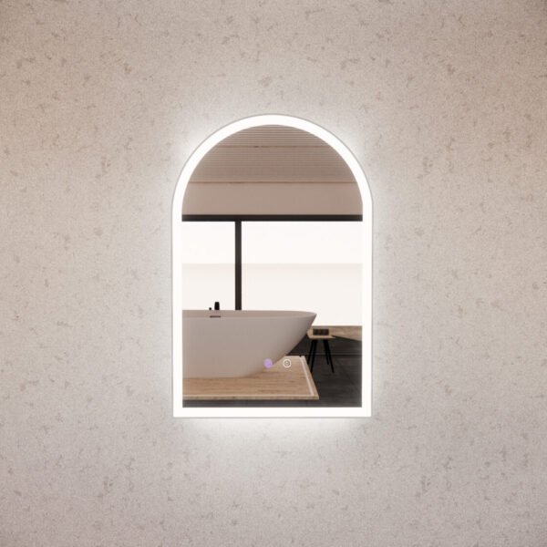 ABS RIVA MLED-AR2-BN WALL MOUNTED FRAMED LED ARCH MIRROR BRUSHED NICKEL