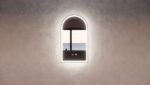 ABS RIVA MLED-AR2-BF WALL MOUNTED FRAMED LED ARCH MIRROR MATTE BLACK