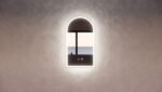 ABS RIVA MLED-AR2-GF WALL MOUNTED FRAMED LED ARCH MIRROR BRUSHED GOLD