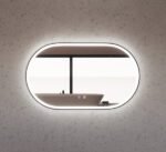ABS RIVA MLED-O1-BF WALL MOUNTED FRAMED LED OVAL MIRROR MATTE BLACK