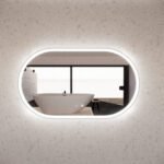 ABS RIVA MLED-O1-BN WALL MOUNTED FRAMED LED OVAL MIRROR BRUSHED NICKEL