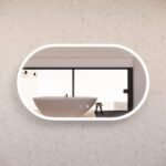 ABS RIVA MLED-O1-BN WALL MOUNTED FRAMED LED OVAL MIRROR BRUSHED NICKEL