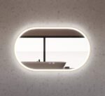 ABS RIVA MLED-O1-GF WALL MOUNTED FRAMED LED OVAL MIRROR BRUSHED GOLD