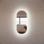 ABS RIVA MLED-O1-BN WALL MOUNTED FRAMED LED OVAL MIRROR BRUSHED NICKEL