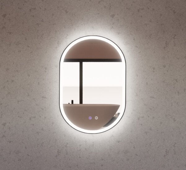 ABS RIVA MLED-O1-BF WALL MOUNTED FRAMED LED OVAL MIRROR MATTE BLACK