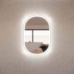 ABS RIVA MLED-O1-BN WALL MOUNTED FRAMED LED OVAL MIRROR BRUSHED NICKEL