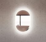 ABS RIVA MLED-O1-GF WALL MOUNTED FRAMED LED OVAL MIRROR BRUSHED GOLD