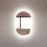 ABS RIVA MLED-O1-GF WALL MOUNTED FRAMED LED OVAL MIRROR BRUSHED GOLD