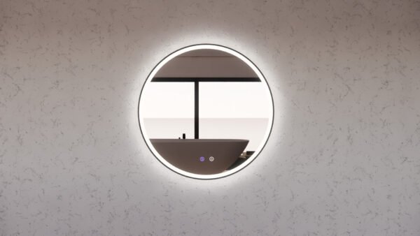 ABS RIVA MLED-R3-BF WALL MOUNTED FRAMED LED ROUND MIRROR MATTE BLACK
