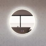 ABS RIVA MLED-R3-GF WALL MOUNTED FRAMED LED ROUND MIRROR BRUSHED GOLD
