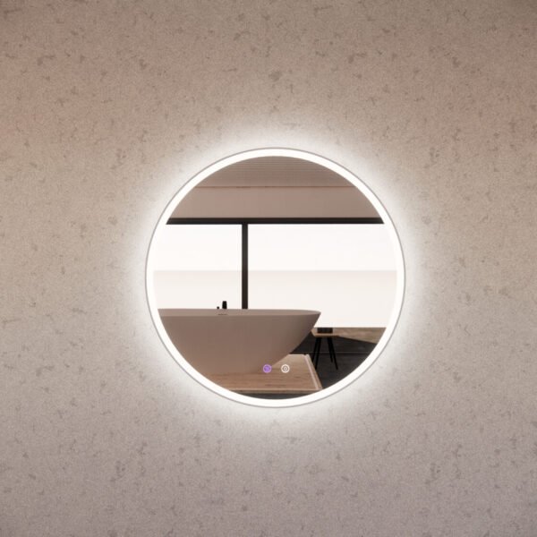 ABS RIVA MLED-R3-BN WALL MOUNTED FRAMED LED ROUND MIRROR BRUSHED NICKEL