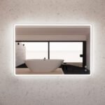 ABS RIVA MLED-S4-BN WALL MOUNTED FRAMED LED RECTANGLE MIRROR BRUSHED NICKEL