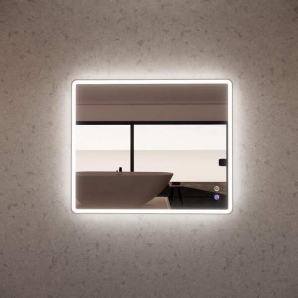 ABS RIVA MLED-S4-BN WALL MOUNTED FRAMED LED RECTANGLE MIRROR BRUSHED NICKEL