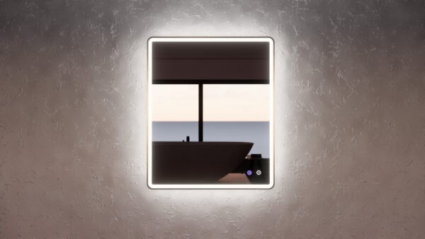 ABS RIVA MLED-S4-GF WALL MOUNTED FRAMED LED RECTANGLE MIRROR BRUSHED GOLD