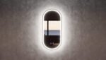 ABS RIVA MLED-O1-BF WALL MOUNTED FRAMED LED OVAL MIRROR MATTE BLACK