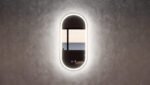 ABS RIVA MLED-O1-GF WALL MOUNTED FRAMED LED OVAL MIRROR BRUSHED GOLD