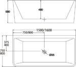 ABS RIVA MANDY SOFT SQUARE BACK TO WALL BATH 1500/1600 GLOSS WHITE