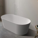 ABS RIVA MIA SUPER SLIM EDGE OVAL EASY CLEAN FREESTANDING BATH 1500/1700 MATTE WHITE
