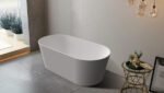 ABS RIVA MIA SUPER SLIM EDGE OVAL EASY CLEAN FREESTANDING BATH 1500/1700 MATTE WHITE
