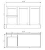 ABS RIVA FS1200-MW MIAMI SHAKER FREESTANDING VANITY 1200MM LEFT/RIGHT HAND DRAWERS SINGLE BOWL MATTE WHITE