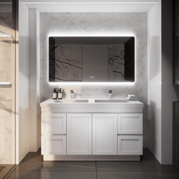 ABS RIVA FS1500D-MW MIAMI SHAKER FREESTANDING VANITY 1500MM DOUBLE BOWL MATTE WHITE