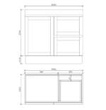 ABS RIVA FS900-MW MIAMI SHAKER FREESTANDING VANITY 900MM LEFT/RIGHT HAND DRAWERS MATTE WHITE