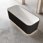 ABS RIVA MILANO V-GROOVE SOFT SQUARE FREESTANDING BATH 1500/1700 MATTE WHITE AND BLACK