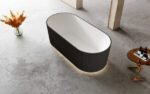 ABS RIVA OSLO V-GROOVE SOFT OVAL FREESTANDING BATH 1500/1700 MATTE WHITE AND BLACK
