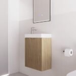 ABS RIVA WH4625-AO VIENNA FLUTED MINI WALL HUNG VANITY 450MM AMERICAN OAK